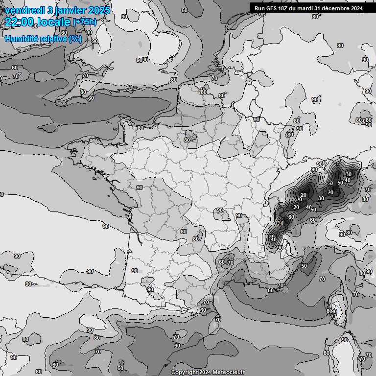 Modele GFS - Carte prvisions 