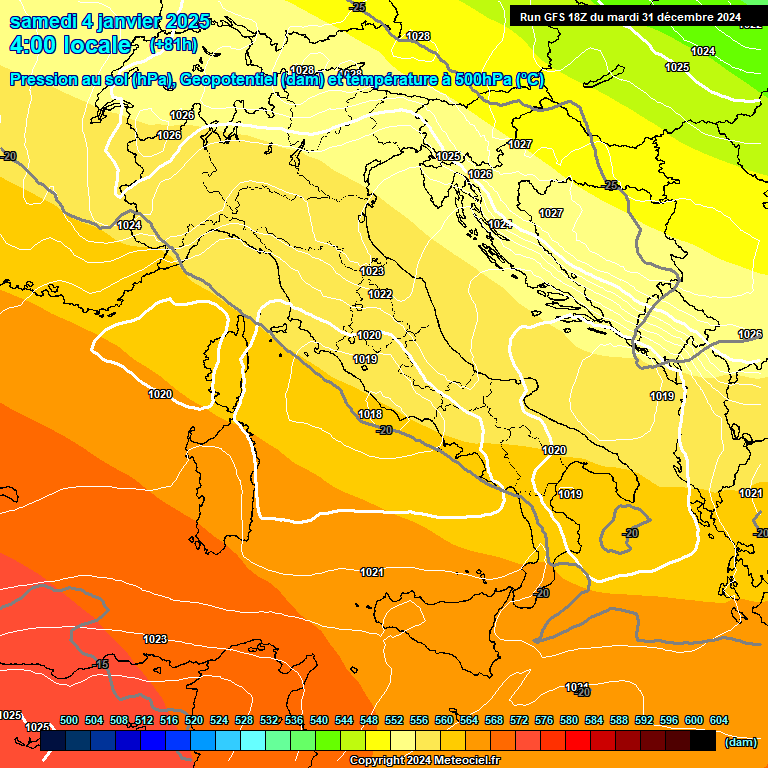 Modele GFS - Carte prvisions 