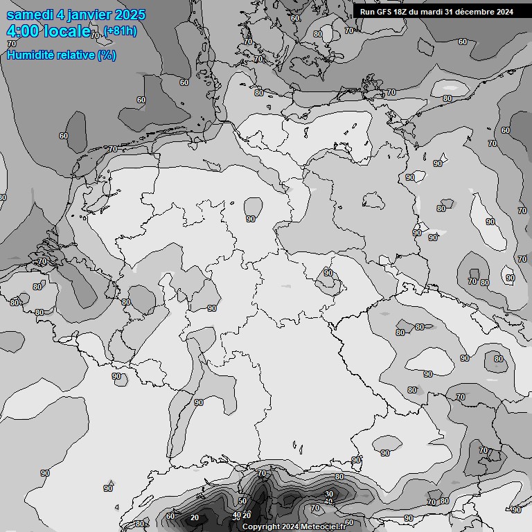 Modele GFS - Carte prvisions 