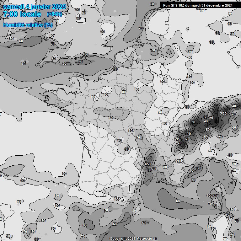 Modele GFS - Carte prvisions 