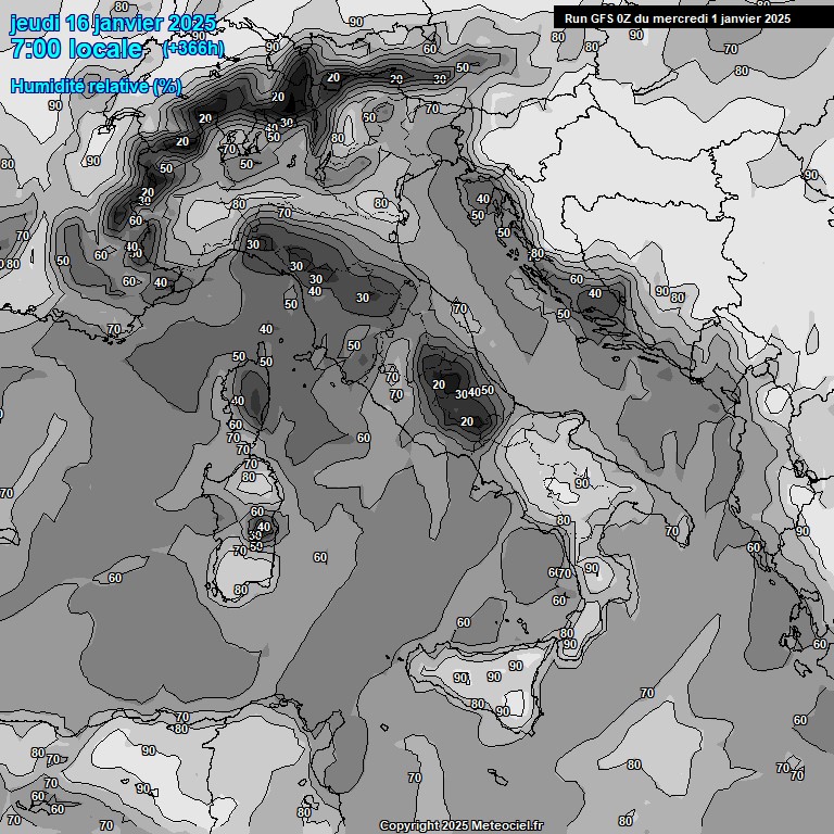 Modele GFS - Carte prvisions 