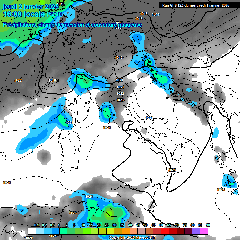 Modele GFS - Carte prvisions 