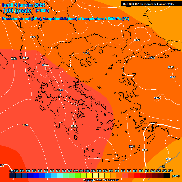 Modele GFS - Carte prvisions 