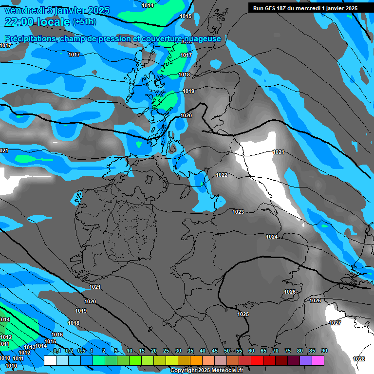 Modele GFS - Carte prvisions 