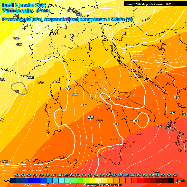 Modele GFS - Carte prvisions 