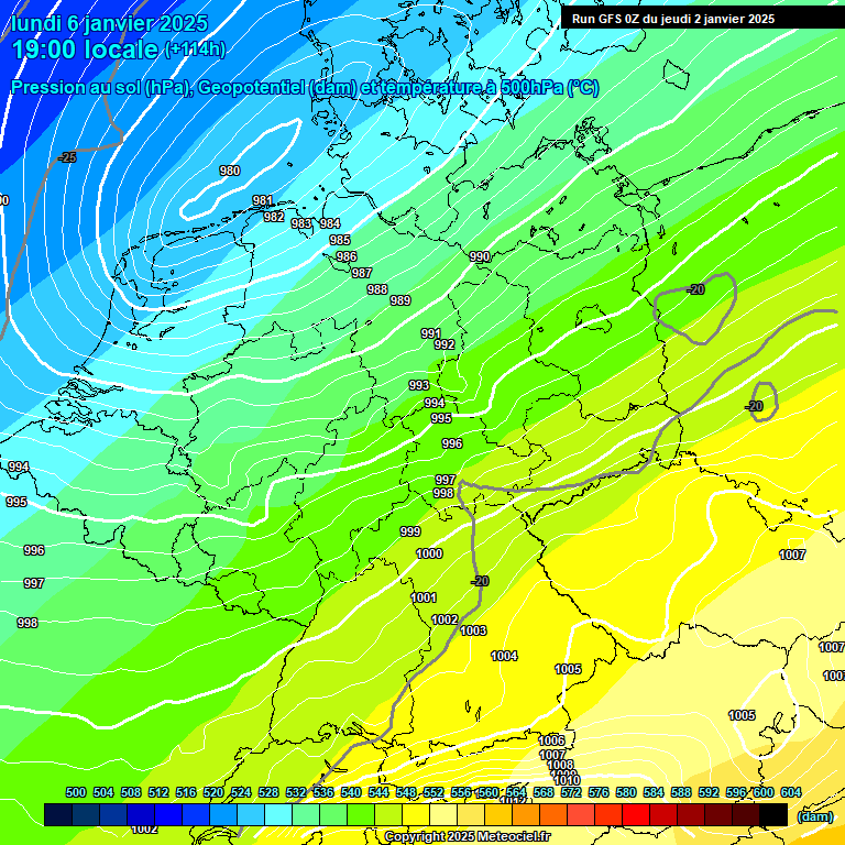 Modele GFS - Carte prvisions 