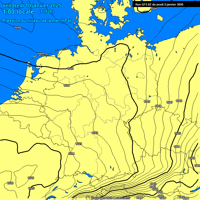 Modele GFS - Carte prvisions 