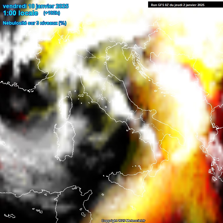 Modele GFS - Carte prvisions 