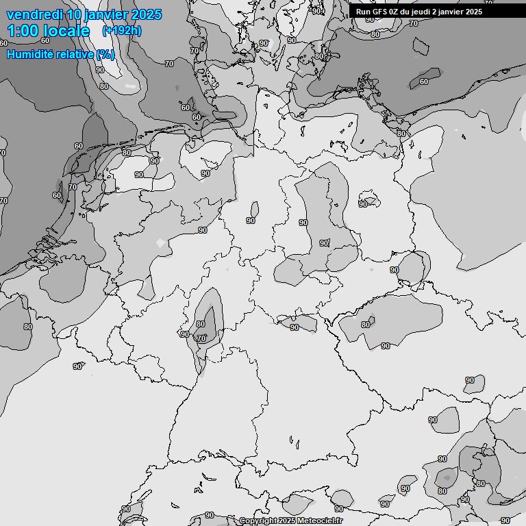 Modele GFS - Carte prvisions 