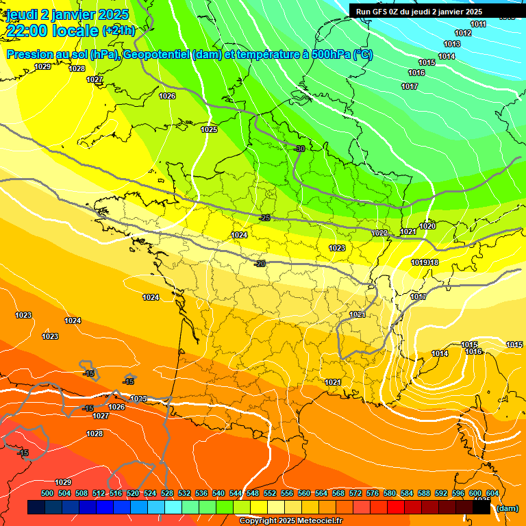 Modele GFS - Carte prvisions 