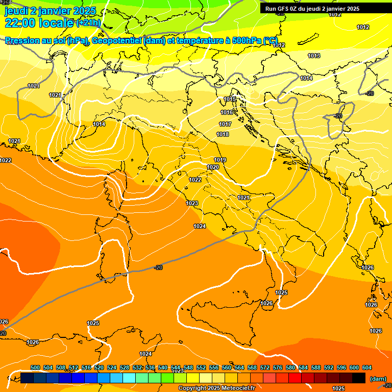 Modele GFS - Carte prvisions 