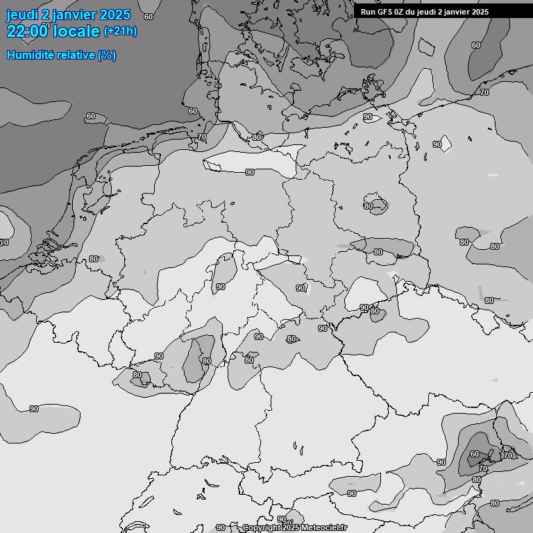 Modele GFS - Carte prvisions 