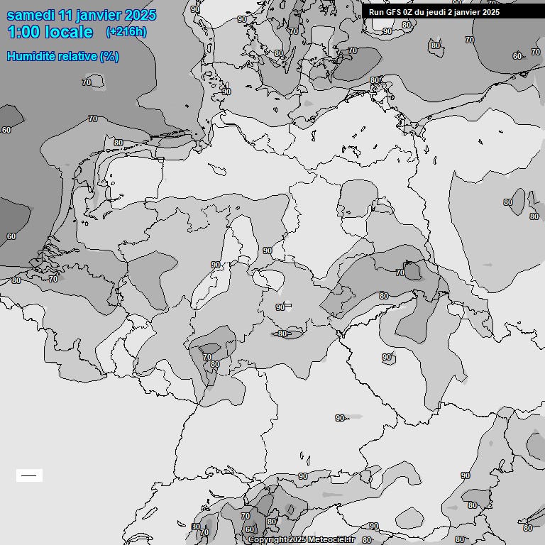 Modele GFS - Carte prvisions 