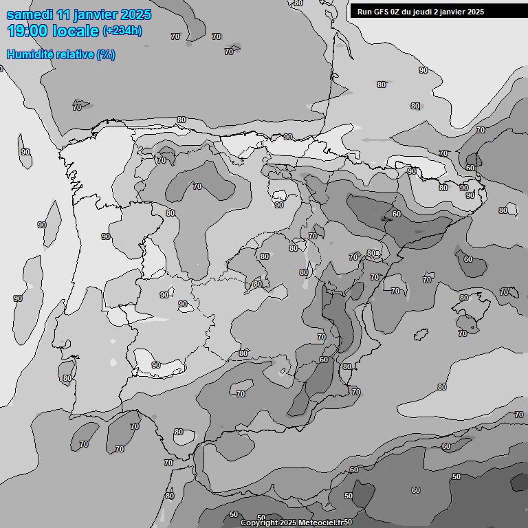 Modele GFS - Carte prvisions 