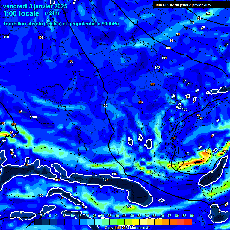 Modele GFS - Carte prvisions 