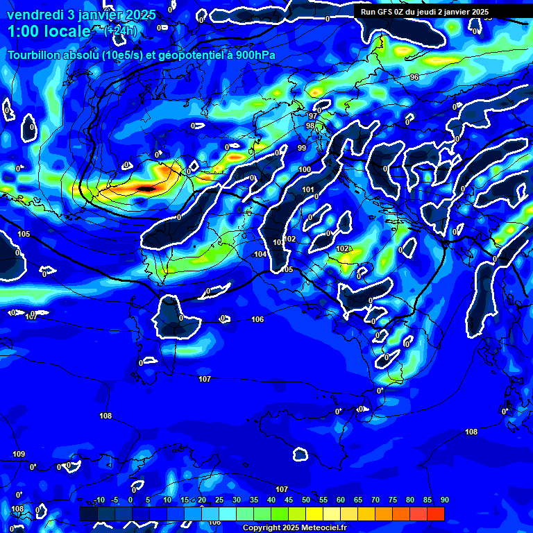 Modele GFS - Carte prvisions 