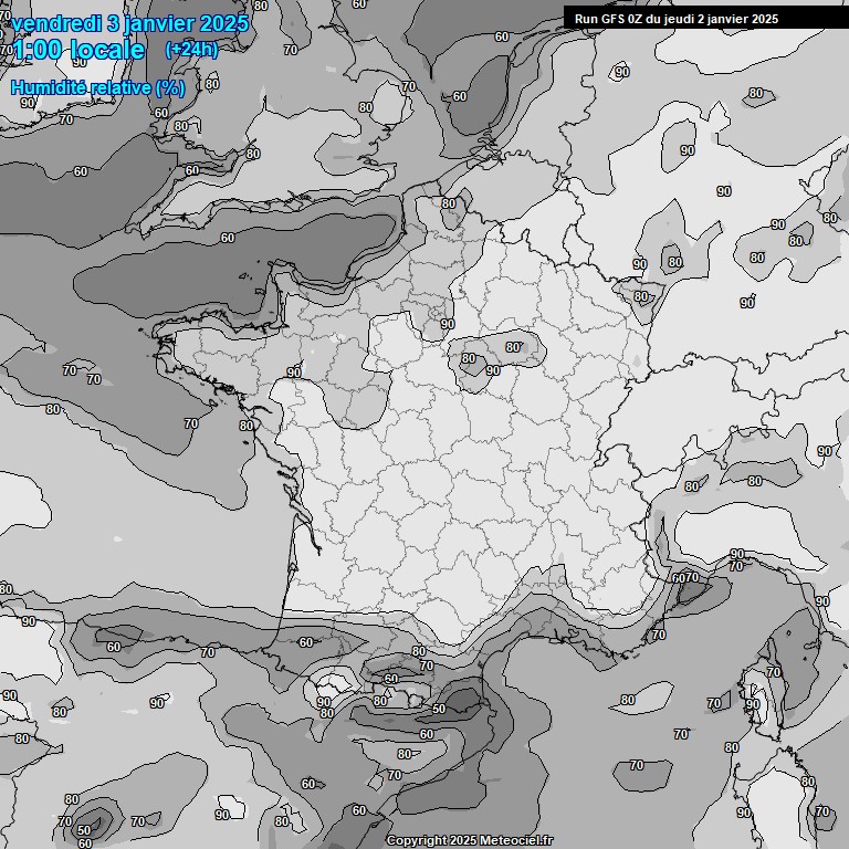 Modele GFS - Carte prvisions 