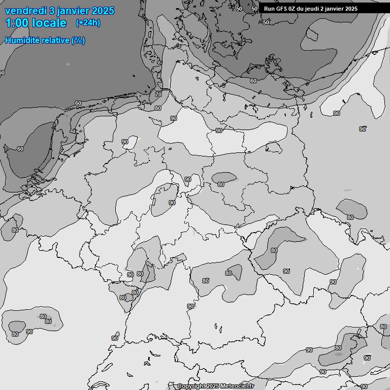 Modele GFS - Carte prvisions 