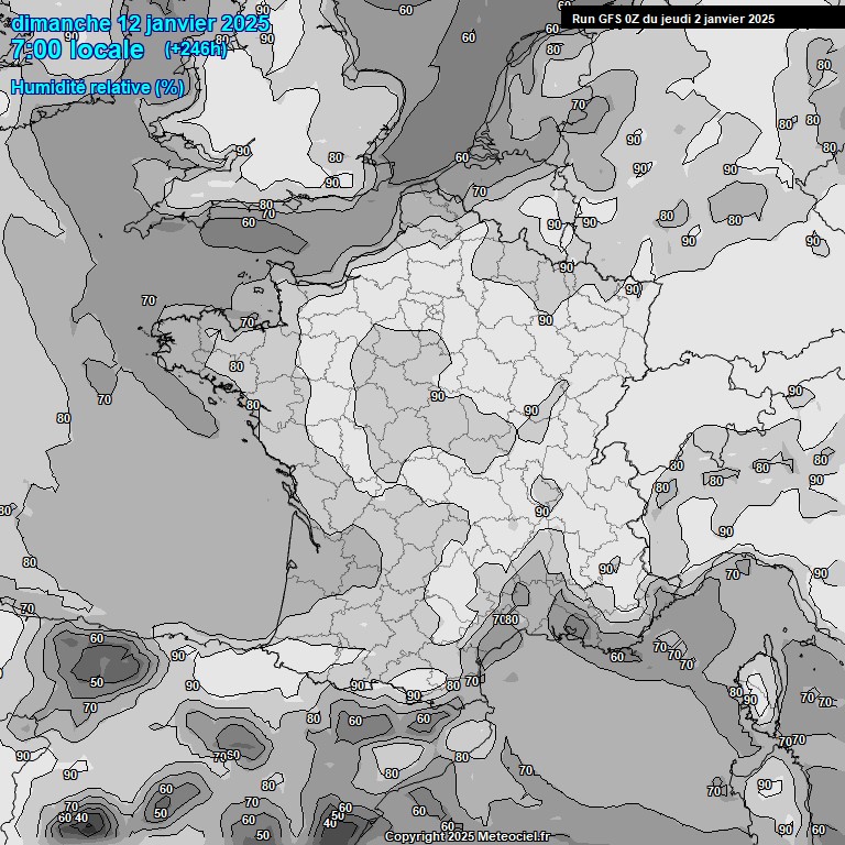 Modele GFS - Carte prvisions 