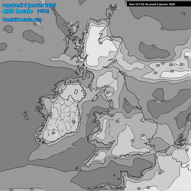 Modele GFS - Carte prvisions 