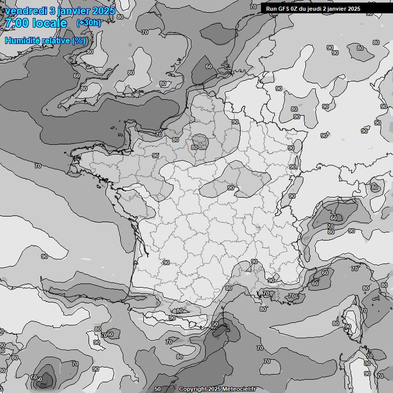 Modele GFS - Carte prvisions 