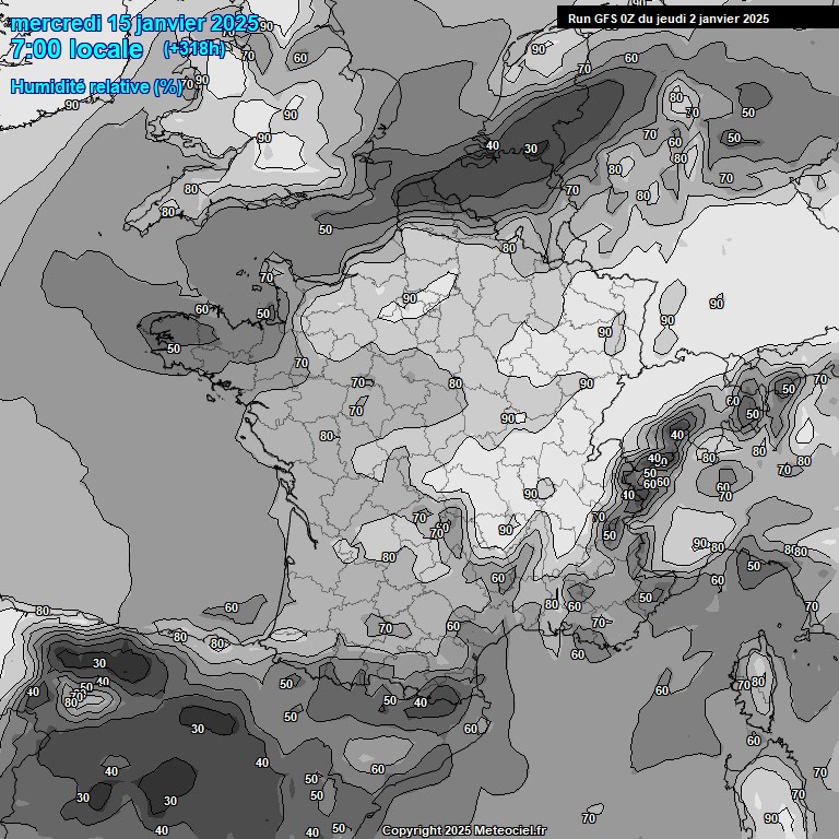 Modele GFS - Carte prvisions 