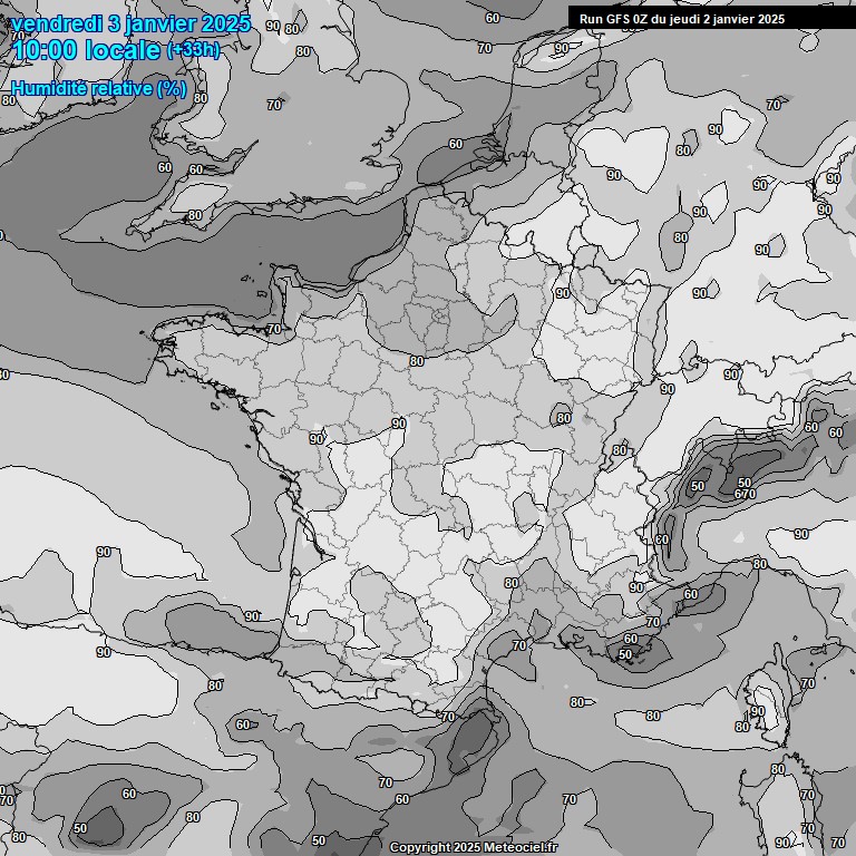 Modele GFS - Carte prvisions 