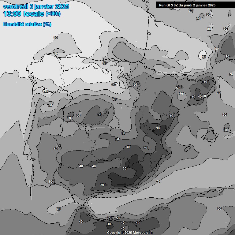 Modele GFS - Carte prvisions 