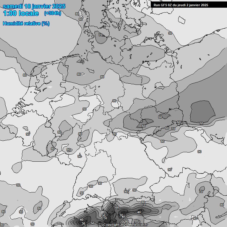 Modele GFS - Carte prvisions 