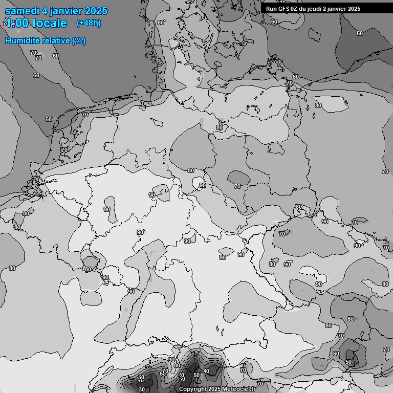 Modele GFS - Carte prvisions 