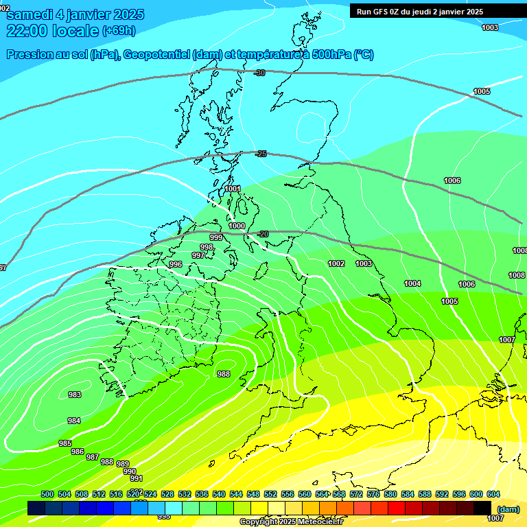 Modele GFS - Carte prvisions 