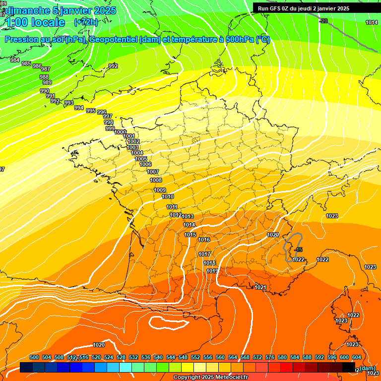 Modele GFS - Carte prvisions 