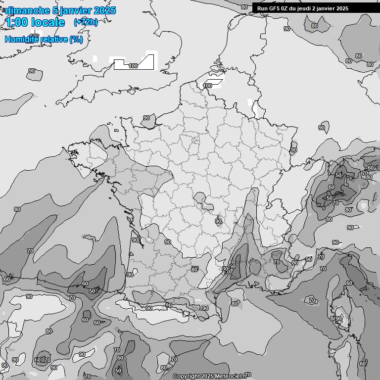 Modele GFS - Carte prvisions 