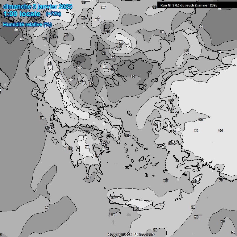 Modele GFS - Carte prvisions 