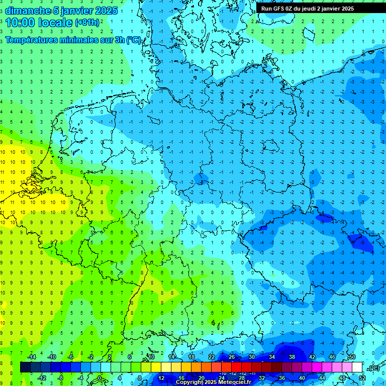 Modele GFS - Carte prvisions 