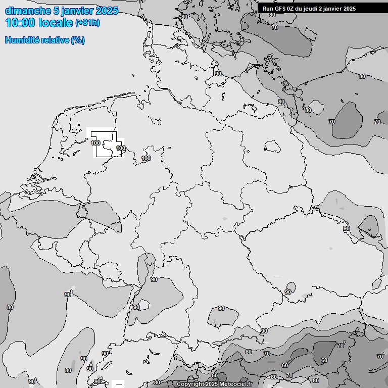 Modele GFS - Carte prvisions 