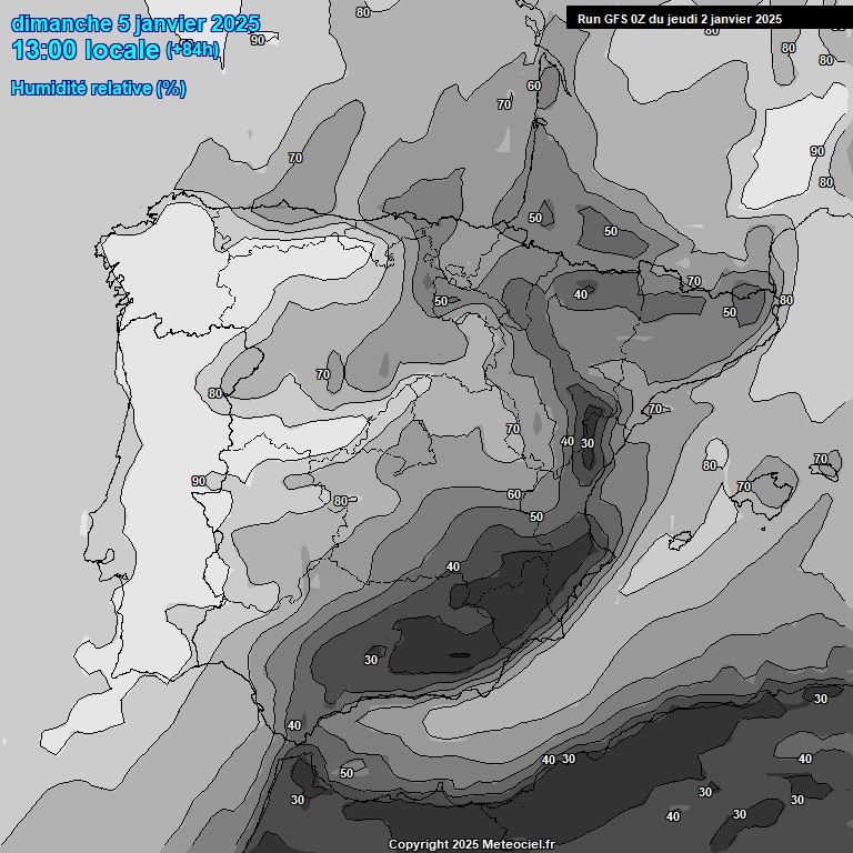 Modele GFS - Carte prvisions 