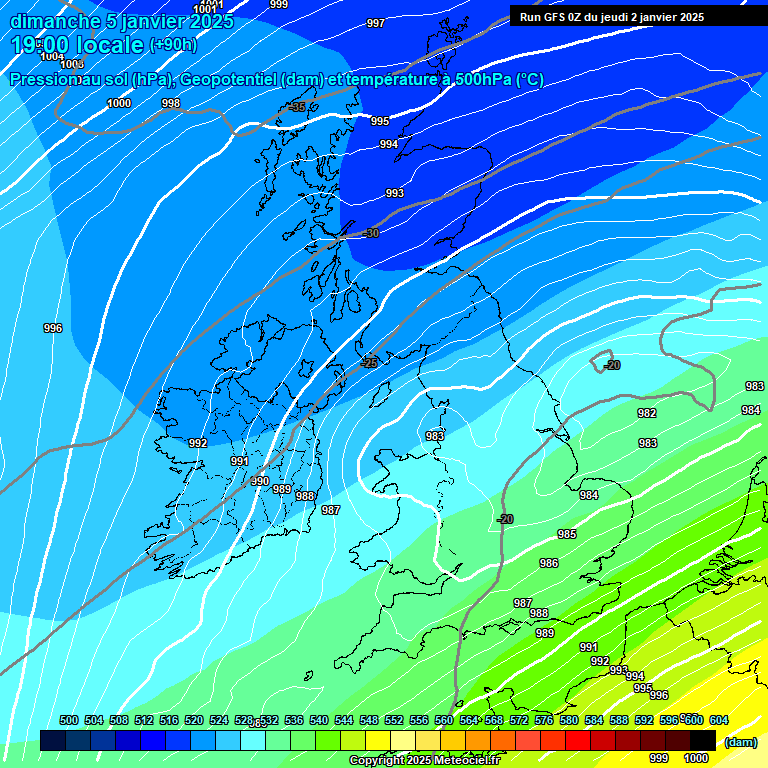 Modele GFS - Carte prvisions 