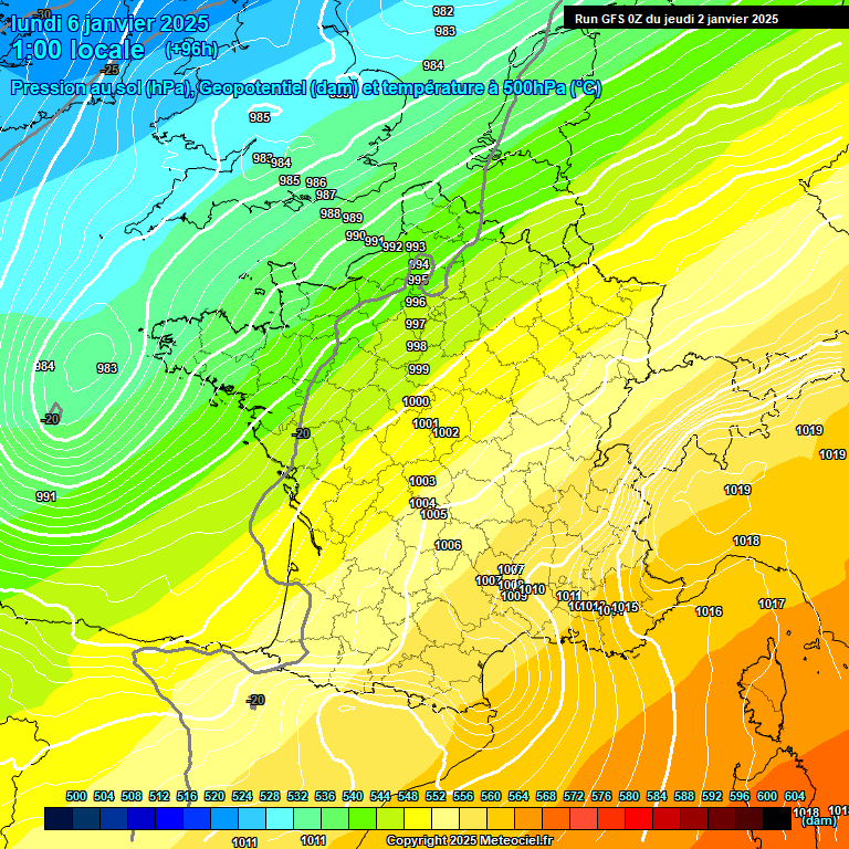 Modele GFS - Carte prvisions 