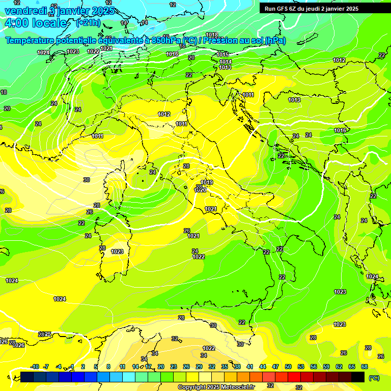 Modele GFS - Carte prvisions 