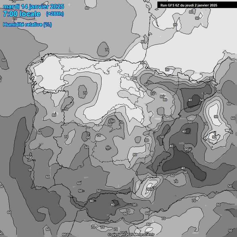 Modele GFS - Carte prvisions 