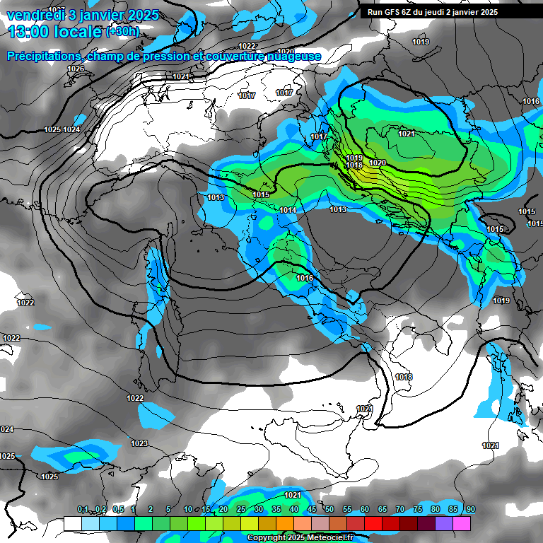 Modele GFS - Carte prvisions 