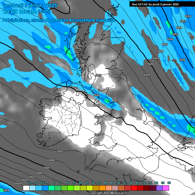 Modele GFS - Carte prvisions 