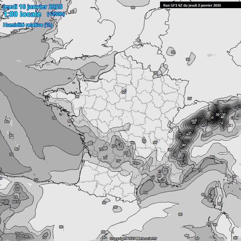 Modele GFS - Carte prvisions 