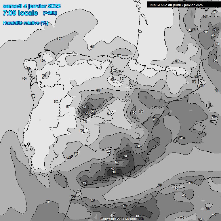 Modele GFS - Carte prvisions 