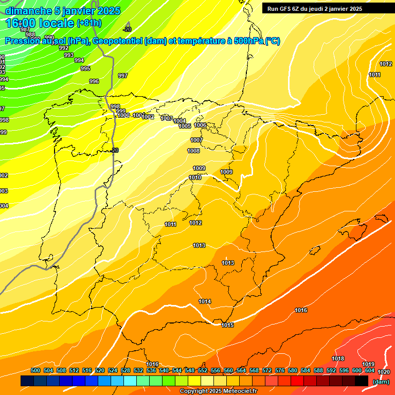 Modele GFS - Carte prvisions 