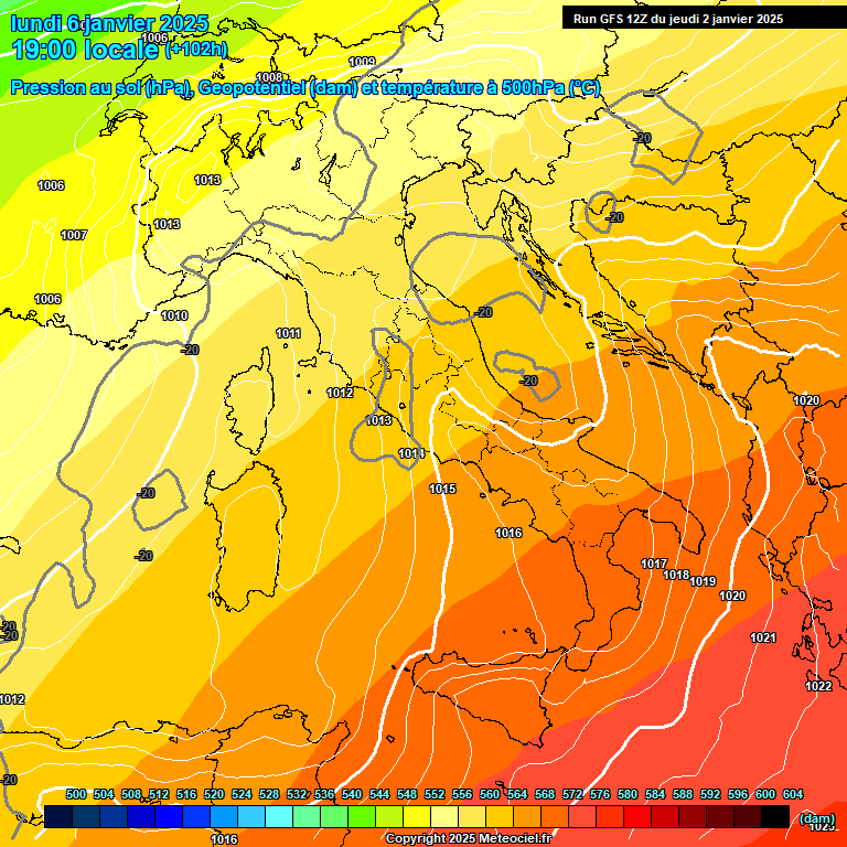 Modele GFS - Carte prvisions 