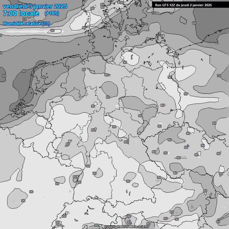 Modele GFS - Carte prvisions 