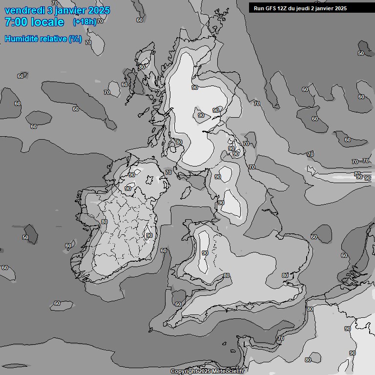 Modele GFS - Carte prvisions 