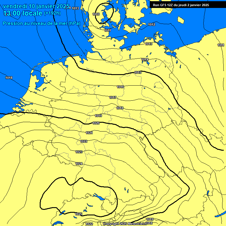 Modele GFS - Carte prvisions 